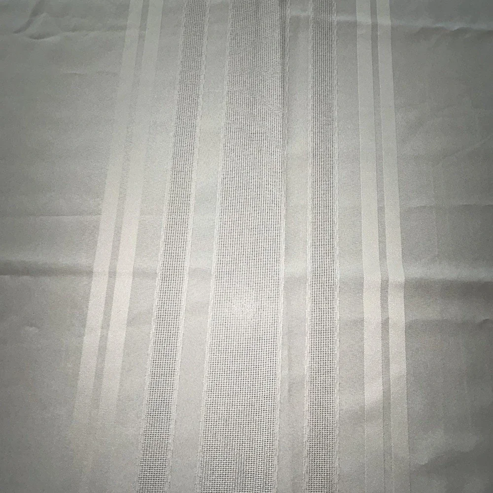 Vintage Cream Ivory Damask Stripe Tablecloth Mid-Century Rectangle 60x84